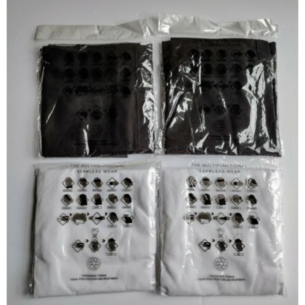 The Original Multifunctional Seamless Wear One Size Black/White - 4 New.